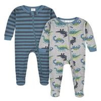 Гербер бебе и малко дете момче плътно прилепнали памучни пижами, 4-пакет, размери месеци-5т