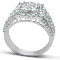 Помпей КТ диамант възглавница ореол годежен пръстен Сватбена халка комплект 10к Бяло Злато