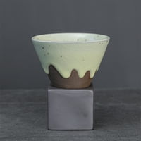 Garhelper груба керамика чаша кафе с основа, чаша за керамична чай, творческа триъгълна конусна форма на порцеланова чаша за подарък за домашен офис