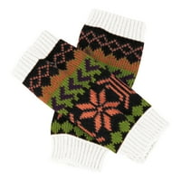 Зимни ръкавици дамски коледни отворени пръсти за плетене цветни топли половин пръсти ръкавици