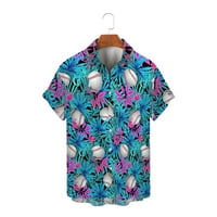 Ризи за мъже върхове лятна модна ежедневна плажна морска дигитална 3D печат копче за копче с къс ръкав тениска
