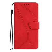 DTeck за Samsung Galaxy 4G магнитен портфейл калъф, държач на ударна карта Kickstand Flip rebosed сплайсирана лента Защитна мека кожена покривка, червена