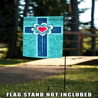 Toland Home Garden Heart Cross, кръстосано християнско знаме двустранно