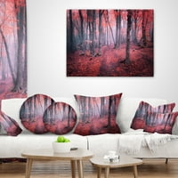 Дизайнарт загадъчна приказка червено дърво - пейзаж фотография хвърли възглавница - 18х18
