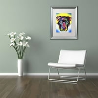 Търговска марка изобразително изкуство видра питбул платно изкуство от Дийн Русо, бял мат, сребърна рамка