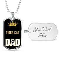Тигрова котка котка татко колие от неръждаема стомана или 18K златно куче етикет 24 верига