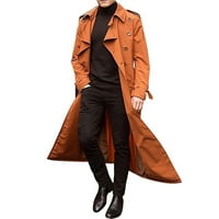 Мъжки Зимни бизнес случайни палто Мода лесно Плътен цвят топло Ревера дълго палто оранжево, ШЛ