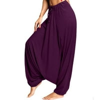 Дамски Панталони Мода Плътен цвят йога панталони удобни случайни Висока талия спортни панталони дамски модни панталони за жени Провиснали панталони Лилаво л