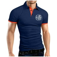 Мъжки голф риза Небрежни спортове V оребена яка с късо ръкав мода за небрежен солиден цвят обикновена пролет и лято редовно прилепване
