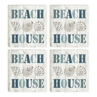 Плажна къща миди морско синьо абсорбиращи керамични подложки комплект от 4