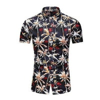 Флолео клирънс Мъже Хавайски къс ръкав Плаж изправи яка риза отпечатани лятото случайни Бутон надолу ризи попадат сделки