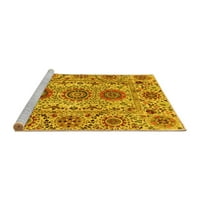 Ahgly Company Machine Pashable Indoor Square Abstract Yellow Modern Area Cugs, 5 'квадрат