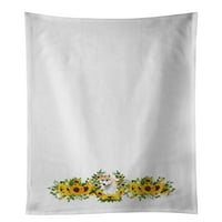 Сибирско хъски в слънчогледи Бяла кухненска кърпа комплект от