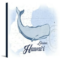 Lahaina, Hawaii - кит - синя - крайбрежна икона - произведение на изкуството на фенера