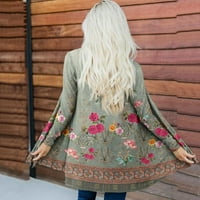 Gdfun жени модна ежедневна флорална печат със средна дължина палто от жилетка на жилетка…