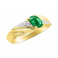 *Rylos просто елегантен красив зелен изумруд и диамантен пръстен - May Birthstone*