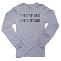 не съм стар, аз съм винтидж-страхотен подарък за рожден ден на мъже с дълъг ръкав сива тениска