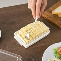 Пластмасова кутия за рязане на масло, кутия за съхранение, прозрачен контейнер за резачка за резачка за сирене с капак, бял