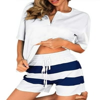Avamo Womens Stripe пижама комплект летни ежедневни върхове и къси панталони салон за фланелка нощни дрехи за нощни дрехи