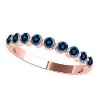 Mauli Jewels годежни пръстени за жени карат синя диамант сватбена лента Prong-Setting 10k плътна роза, бяло жълто злато