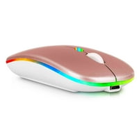 2.4GHz & Bluetooth мишка, акумулаторна безжична мишка за микрома в 2B Bluetooth безжична мишка за лаптоп Mac компютърен таблет Android RGB LED розово злато