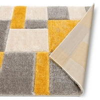 Добре тъкани Сан Франциско Ескондидо жълти модерни геометрични квадрати 7'10 9'10 шаг 3д текстуриран килим