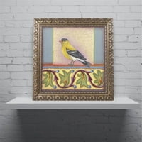 Търговска марка изобразително изкуство 'малка птица 216' платно изкуство от Рейчъл Пакстън, Златна украсена рамка