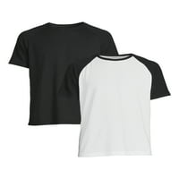 Мъжка и голяма мъжка Реглан тениска с къс ръкав, 2-пак, размери до 5ХЛ