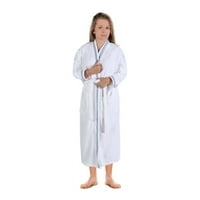Унисе памучно Хавлиено кимоно халат с бродерия всесезонна роба, МД, бял въглен