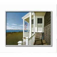Ступел индустрии Американа къща веранда реалистична крайбрежна Живопис рамкирани стена арт дизайн От Жен-Хуан Лу, 11 14