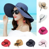 Limei Womens Wide Brim Straws Sun Hat Floppy сгъваемо Roll Up Cap Upf 50+ Летни плажни шапки