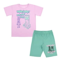 Комплект тениски и шорти за гадже на Майнкрафт Момичета, 2 части, размери ХС-ХСЛ