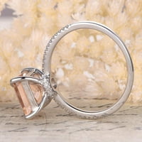 1. Карат праскова розов Реал Морганит и моасанит годежен пръстен с 18к златно покритие