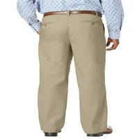 Kingsize Men's Big & Tall Relaed Fit Fit без бръчки Разширяващи се панталони за плисирана талия