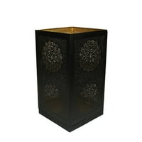17 черно и злато марокански стил Флорален изрез стълб свещ фенер