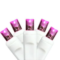 Комплект от търговски клас розови светодиодни широкоъгълни коледни светлини-бяла тел