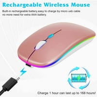 2.4GHz & Bluetooth мишка, акумулаторна безжична светодиодна мишка за ZTE Axon SE 5G също съвместима с телевизионен лаптоп Mac ipad Pro Computer Tablet Android - Rose Gold