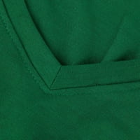 Дамски върхове с къс ръкав отпечатана блуза за независимост дами модна v-образна лятна зелена l