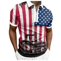 Мъжки поло ризи Лятна независимост Ден на цип празник празник Пълен печат с къс ръкав блуза голф ризи за мъже