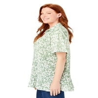 Жена в блуза с плюс размер на жените в ризата на Crinkle Georgette