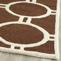 Cambridge Joss Геометрични кръгове Вълна килимче, тъмнокафяв слонова кост, 2'6 6 '