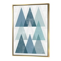 Дизайнарт 'минимални триъгълници Ив синьо' средата на века модерна рамка платно
