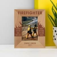 Персонализирана дървена рамка на пожарникар 1 2 5 кафяво