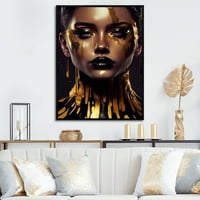 Дизайнарт чувствен течно злато жена и плаваща рамка стена изкуство