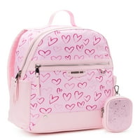 Маден Ню Йорк Юноши купол 17 лаптоп раница с торбичка, розово сърце