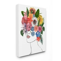 Ступел индустрии Женски скица портрет устни многоцветни флорални аранжимент платно стена изкуство дизайн от Ани Уорън, 30 40