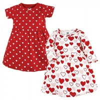 Хъдсън Бебе Бебе и малко момиченце памучни рокли, червено розови сърца, 18 месеца