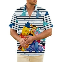 Мъжки къси ръкав winnie the Pooh Mens Casual Button Down Rishes Boys Pops, размери100-8xl