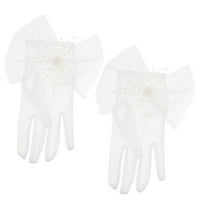Чифт дантелени булчински ръкавици дантелени лък перлени ръкавици за ръкавици с сватбена булка бяло