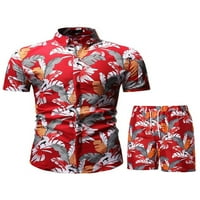 Мъжки анцуг с къс ръкав Флорален хавайска риза и шорти костюм лятна мода плажни тоалети Комплекти